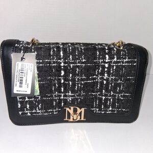 Badgley Mischka Black and White Twead Crossbody Bag